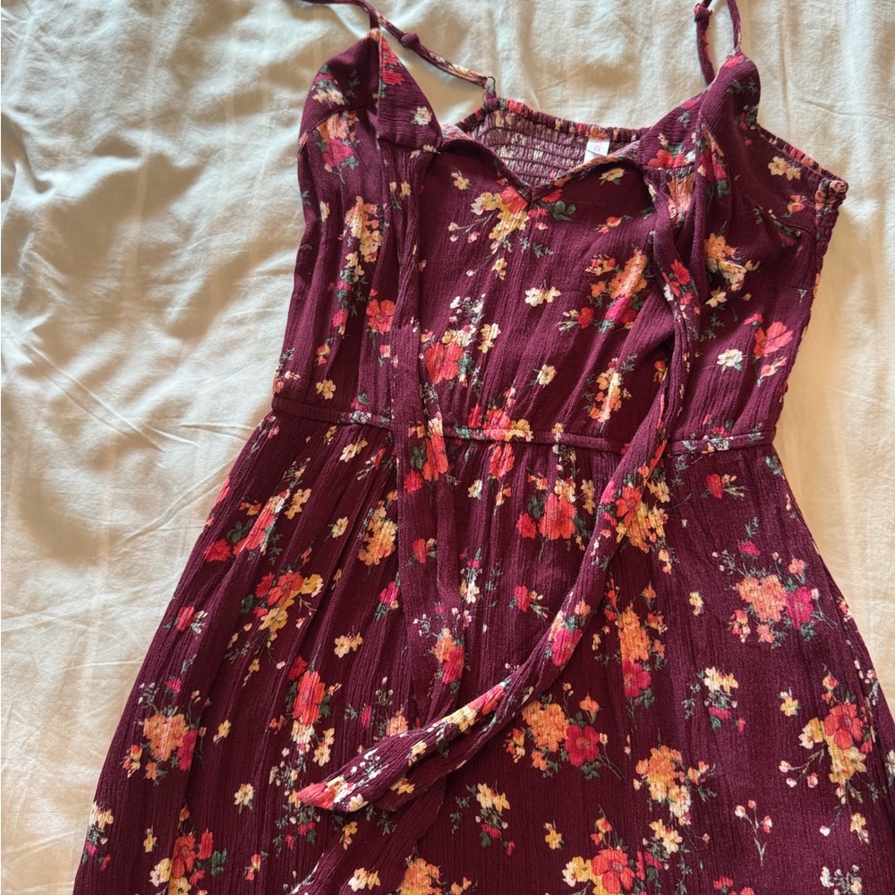 Xhilaration Burgundy Floral Maxi Dress Medium